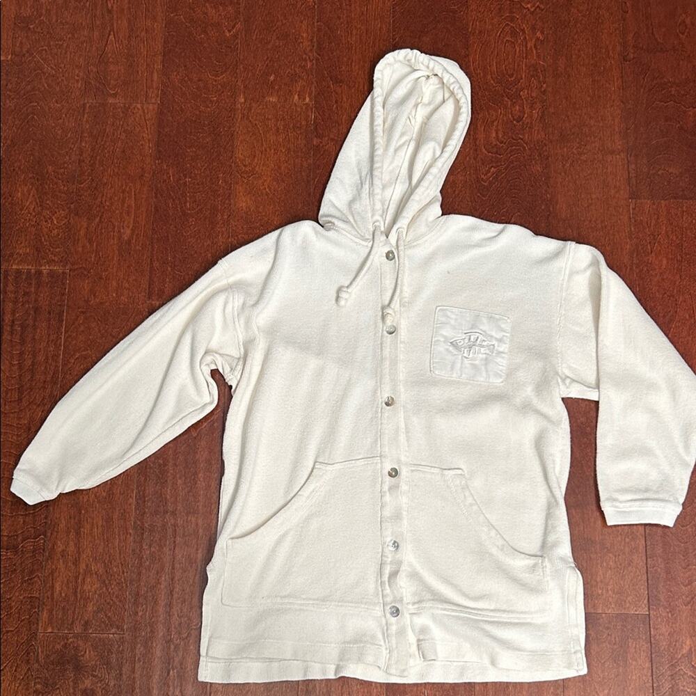 Johnny Was Ivory Textured Hoodie, Size Medium
